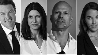 Fredagspanelen: Erik Lidén (Insiderfonder), Charlotta Faxén (Lannebo Fonder) Eirik Winter (BNP Paribas) och Johanna Kull (Avanza.)