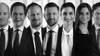 Christoffer Benninge, Miikka Konttinen, Seppo Kymäläinen, Antti-Jussi Partanen, Shirin Saif, Veronica Stiller, Carl Persson. Foto: Roschier.