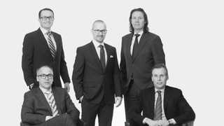 Madragues partnerteam. Överst: Mattias Sjödin, Daniel Pettersson, Niclas Erneholm. Nederst: Lars Frånstedt och Martin Persson. Fot: Madrague.